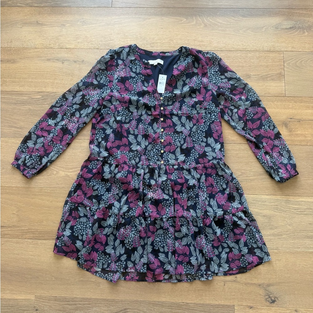 LOFT Long Sleeve Tierd Swing Dress - size M - NEW WITH TAGS